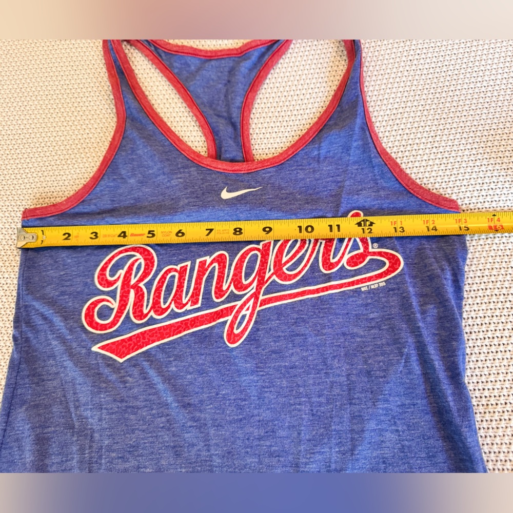 NIKE Dry Fit Texas Rangers Baseball MLB Blue & Red Tank Top - Picture 9 of 10